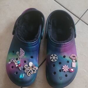 CROCS  with Charms and Lining- Blue and Purple M9 - W11